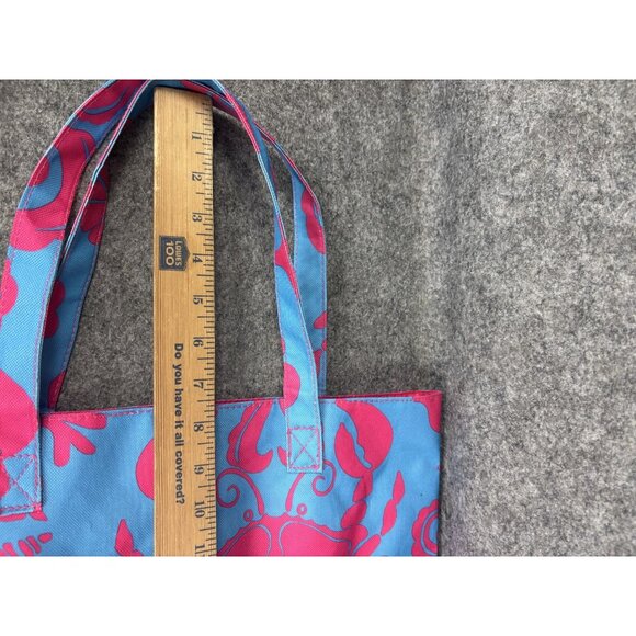 Lilly Pulitzer Tote Bag Womens Blue Pink Crab Seashell Beach Travel Estee Lauder - Picture 6 of 7